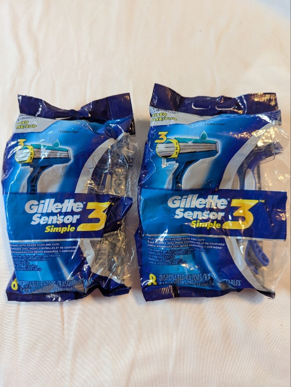 Gillette Sensor Simple 3 Razors Aet Of 2 Packages Brand New Sealed